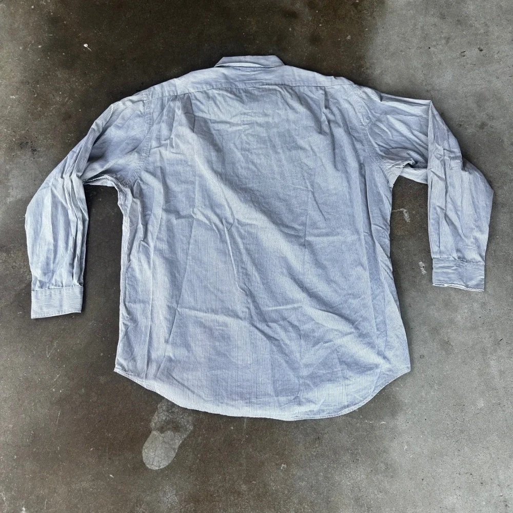 Polo Ralph Lauren Button Down Mens Large Blue White Striped Crane Shirt